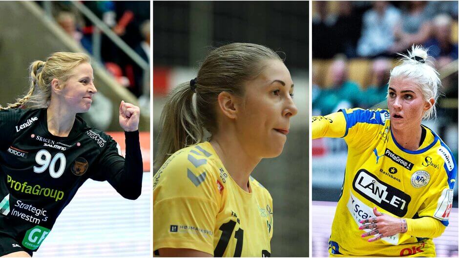 Mia Rej, Melissa Petrén og Kristina "Mulle" Kristiansen a dán női kézilabda bajnokságban. Fotó: Ritzau Scanpix