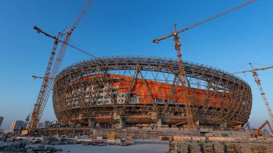 Katarban épülnek a stadionok a 2022-es labdarúgó világbajnokságra. Fotó: Ritzau Scanpix