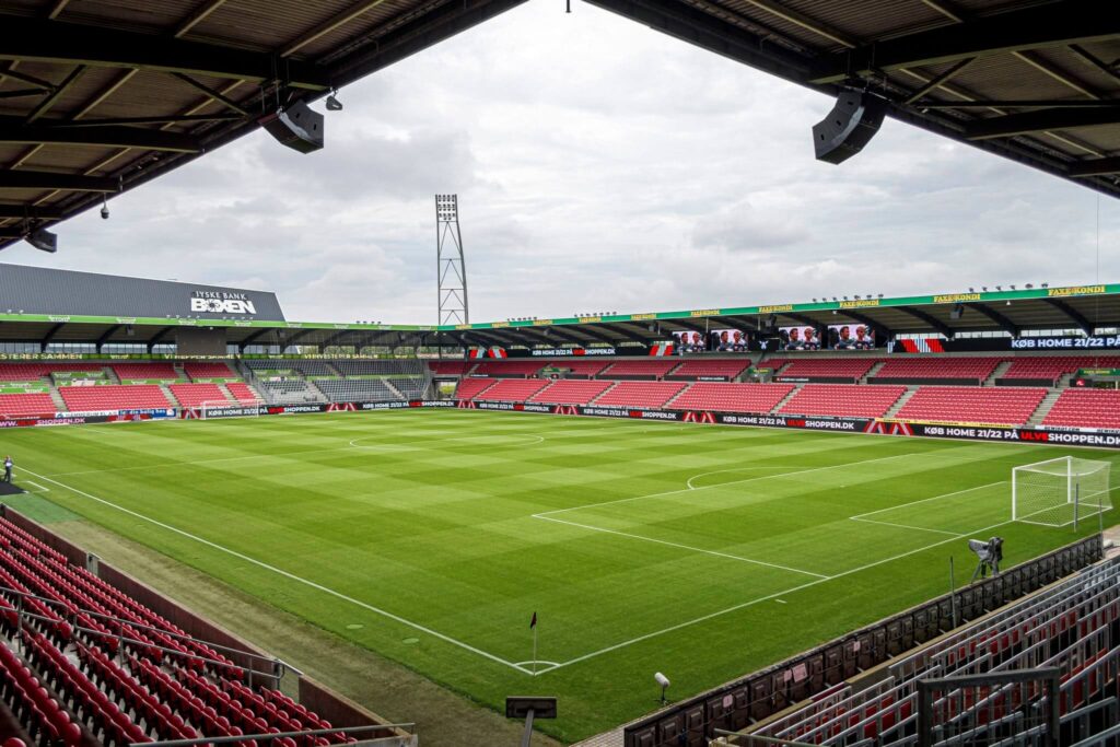 Az FC Midtjylland stadionjában indul el újra a dán labdarúgó-bajnokság, a 3F Superliga 2022-23-as idénye. Fotó/Kiemelt kép: FCM.dk