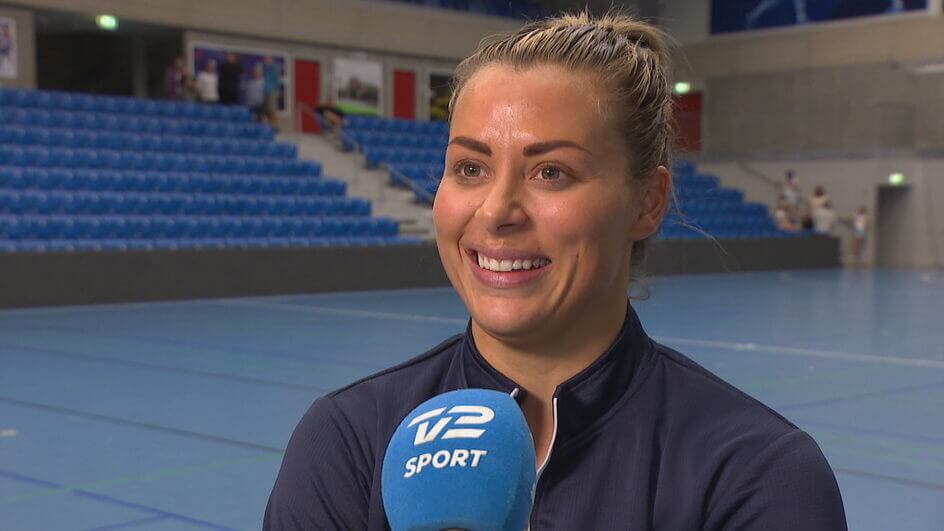 Nora Mörk nyilatkozott a Team Esbjerg csapatának edzőmeccse után. Fotó: TV2 Sport