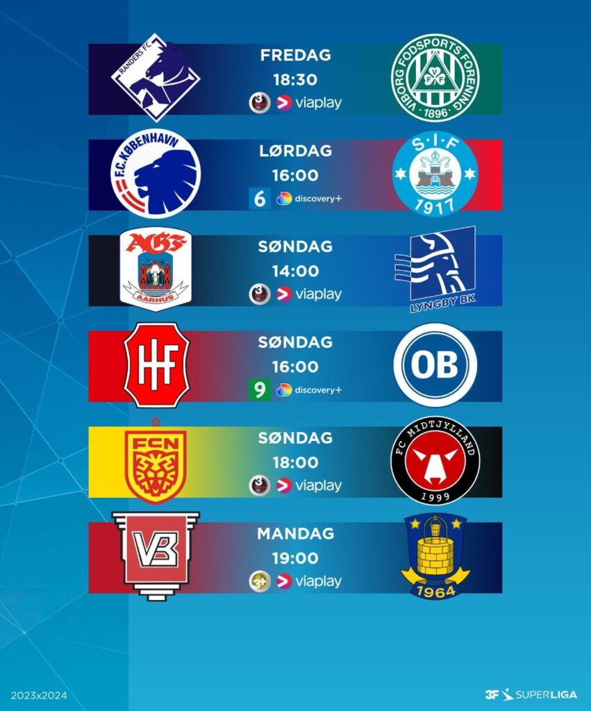 A 3F Superliga 6. fordulójának párosítása. Fotó: Superliga.dk