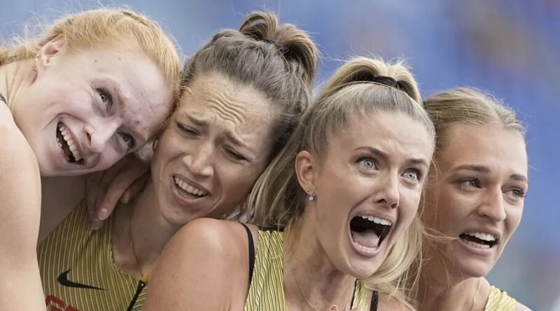 Eileen Demes (balról a második) Skade Schier, Alica Schmidt és Luna Bulmahn Fotó, Kiemelt kép: Michale Kappeler/AP/Ritzau Scanpix