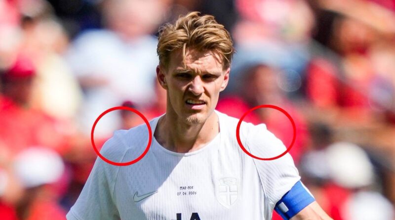 OLDALSZARVAK: A Nike elismeri, hogy a mezek vállrészére nem lett volna szabad ilyen „szarvakat” tervezni. FOTÓ: FREDRIK VARFJELL / NTB